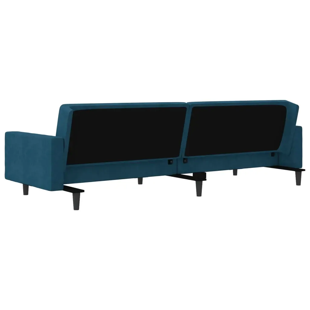 2-Seater Sofa Bed with Two Pillows Blue Velvet Price