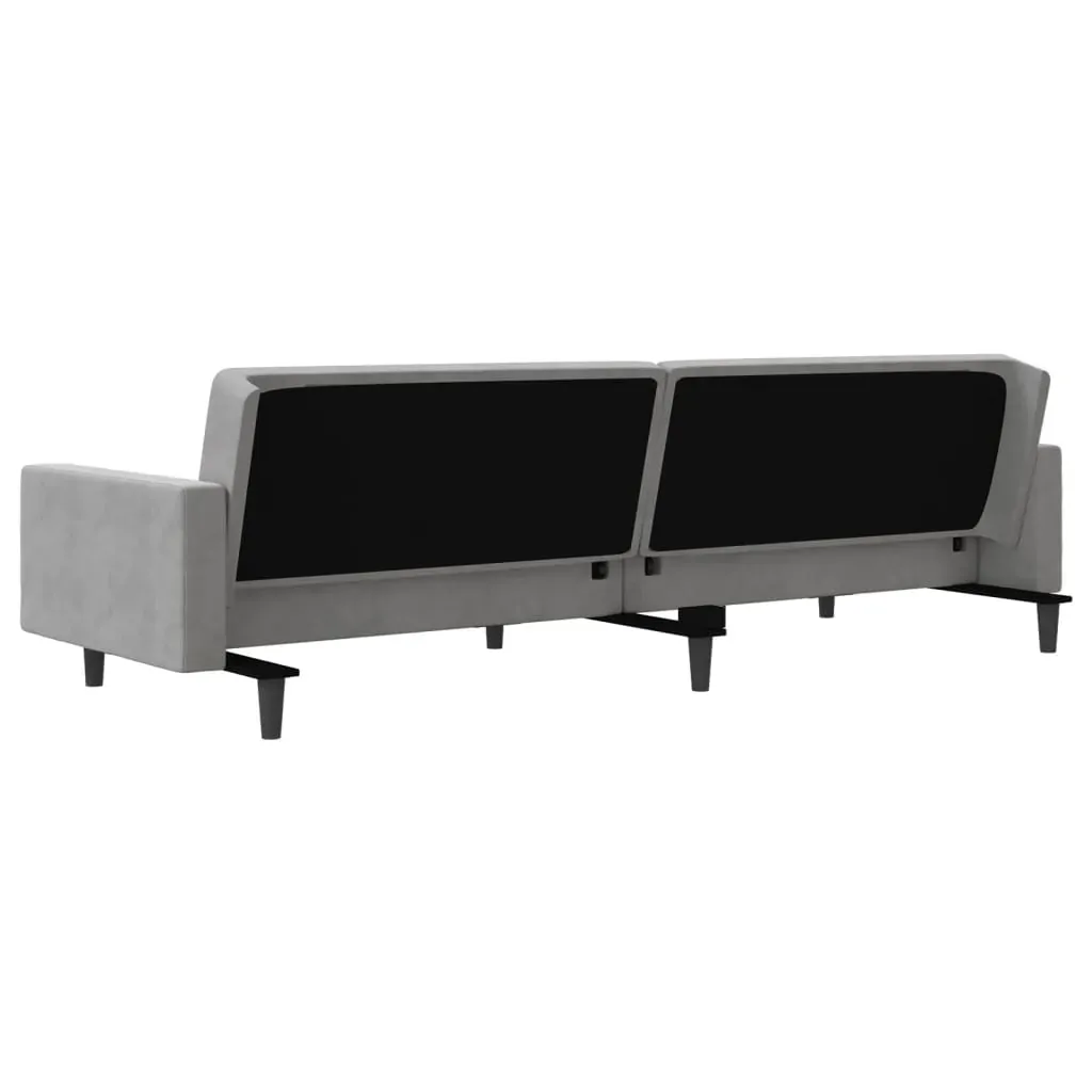 2-Seater Sofa Bed with Two Pillows Light Grey Velvet Price