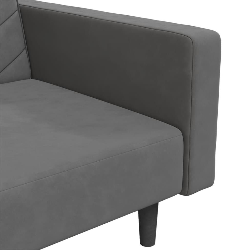 2-Seater Sofa Bed with Two Pillows Dark Grey Velvet Price