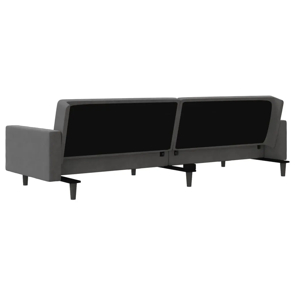 2-Seater Sofa Bed with Two Pillows Dark Grey Velvet Price