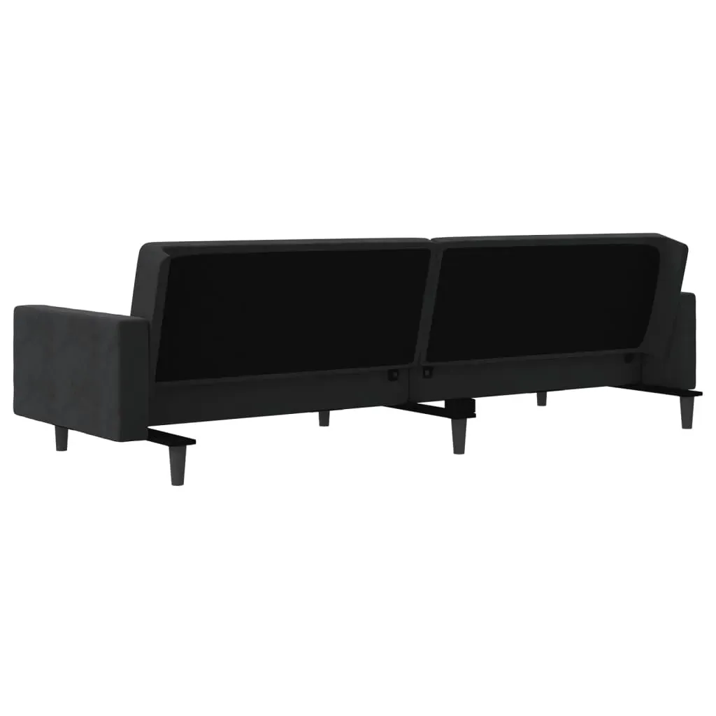 2-Seater Sofa Bed with Two Pillows Black Velvet Price