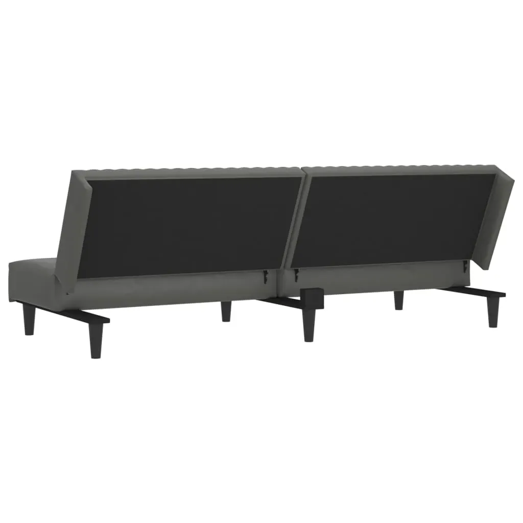 2-Seater Sofa Bed Grey Faux Leather Price