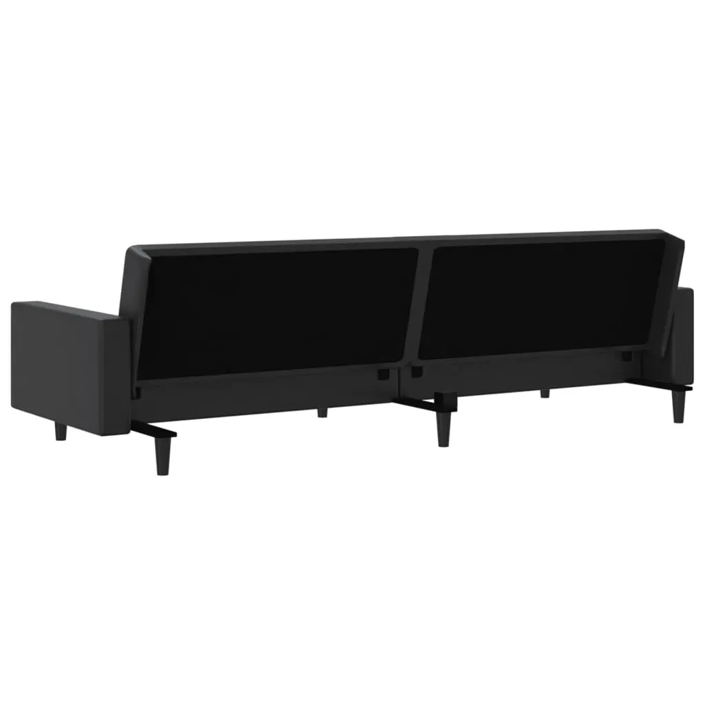 2-Seater Sofa Bed Black Faux Leather Price