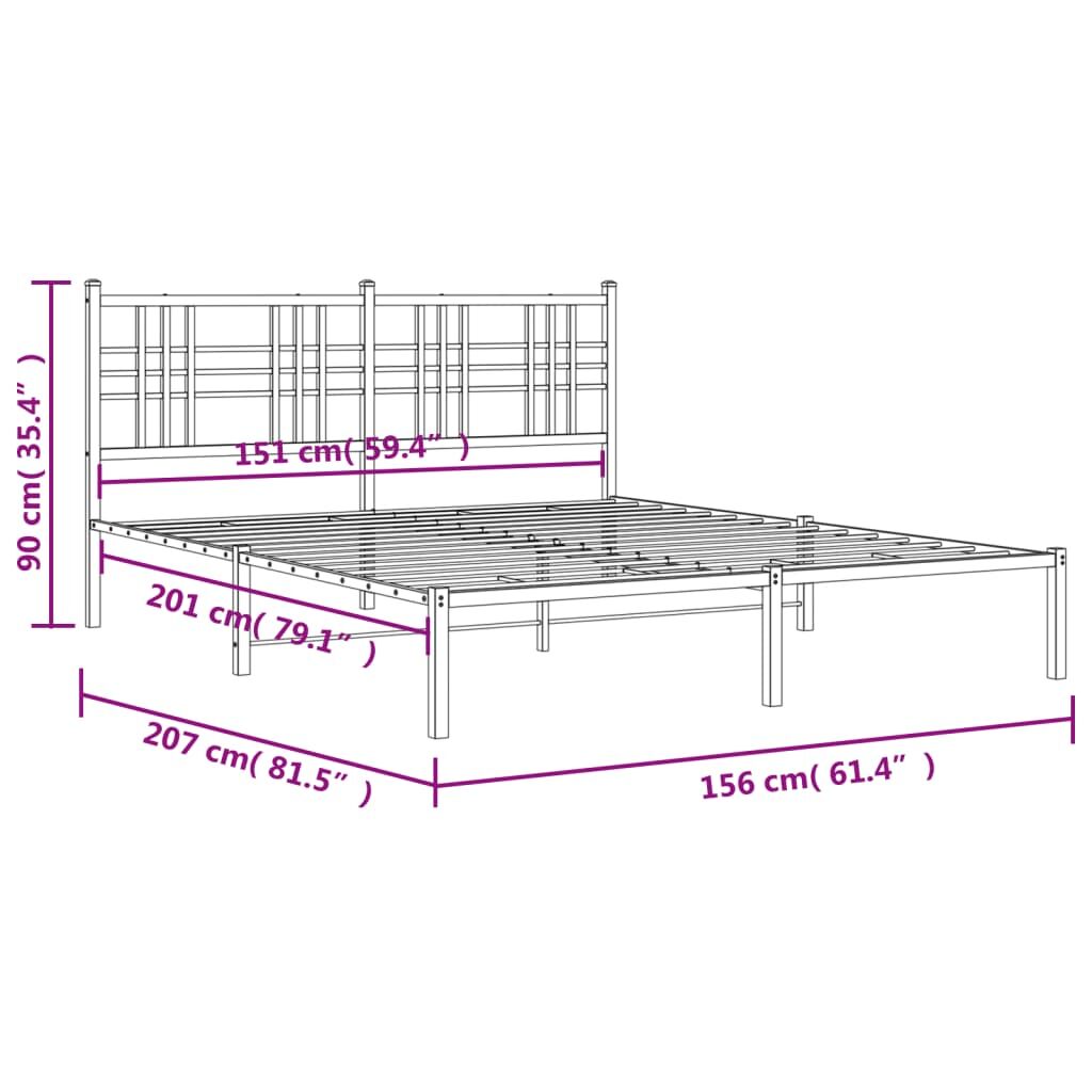 Metal Bed Frame without Mattress with Headboard Black 150x200 cm Price