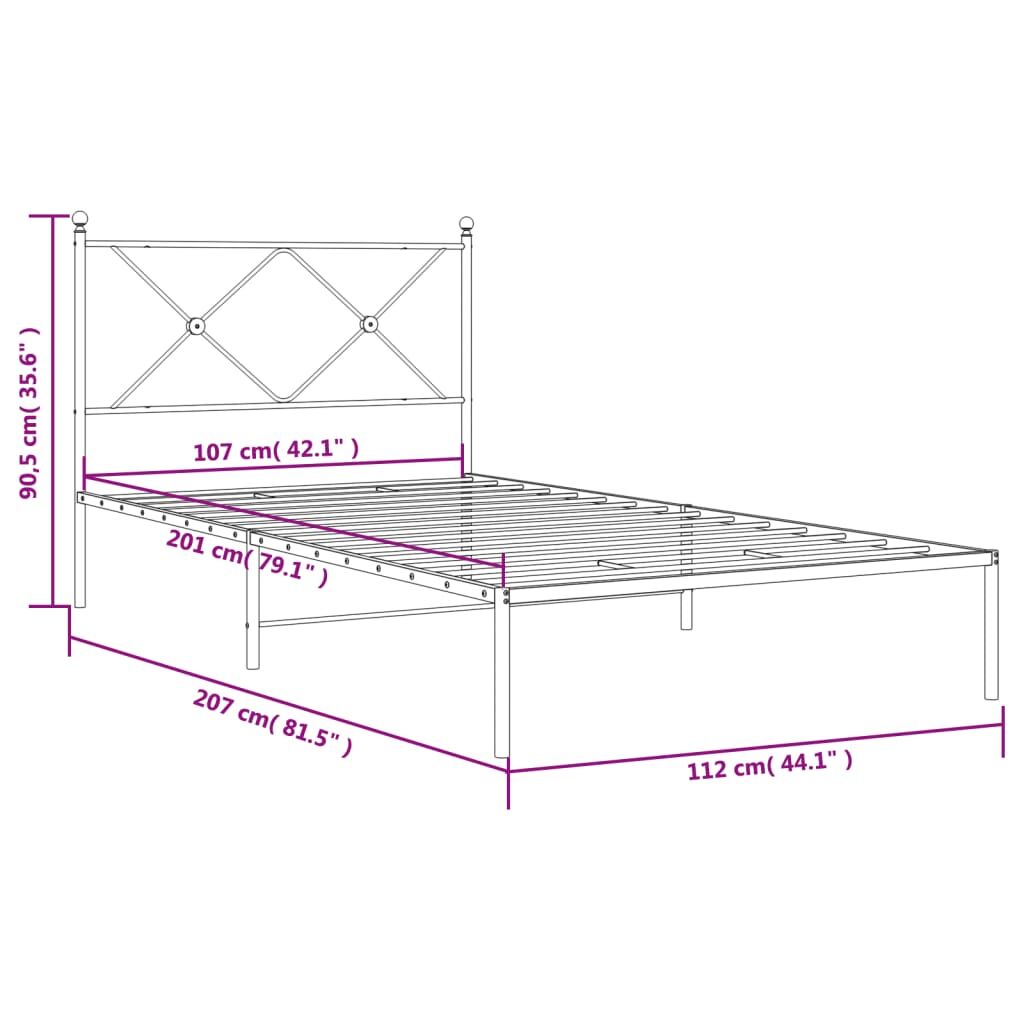 Metal Bed Frame without Mattress with Headboard Black 107x203 cm King Single Price