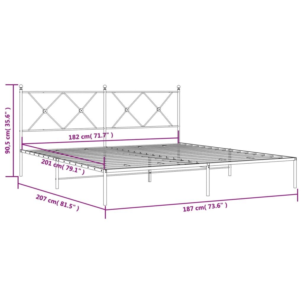 Metal Bed Frame without Mattress with Headboard Black 183x203 cm King Price
