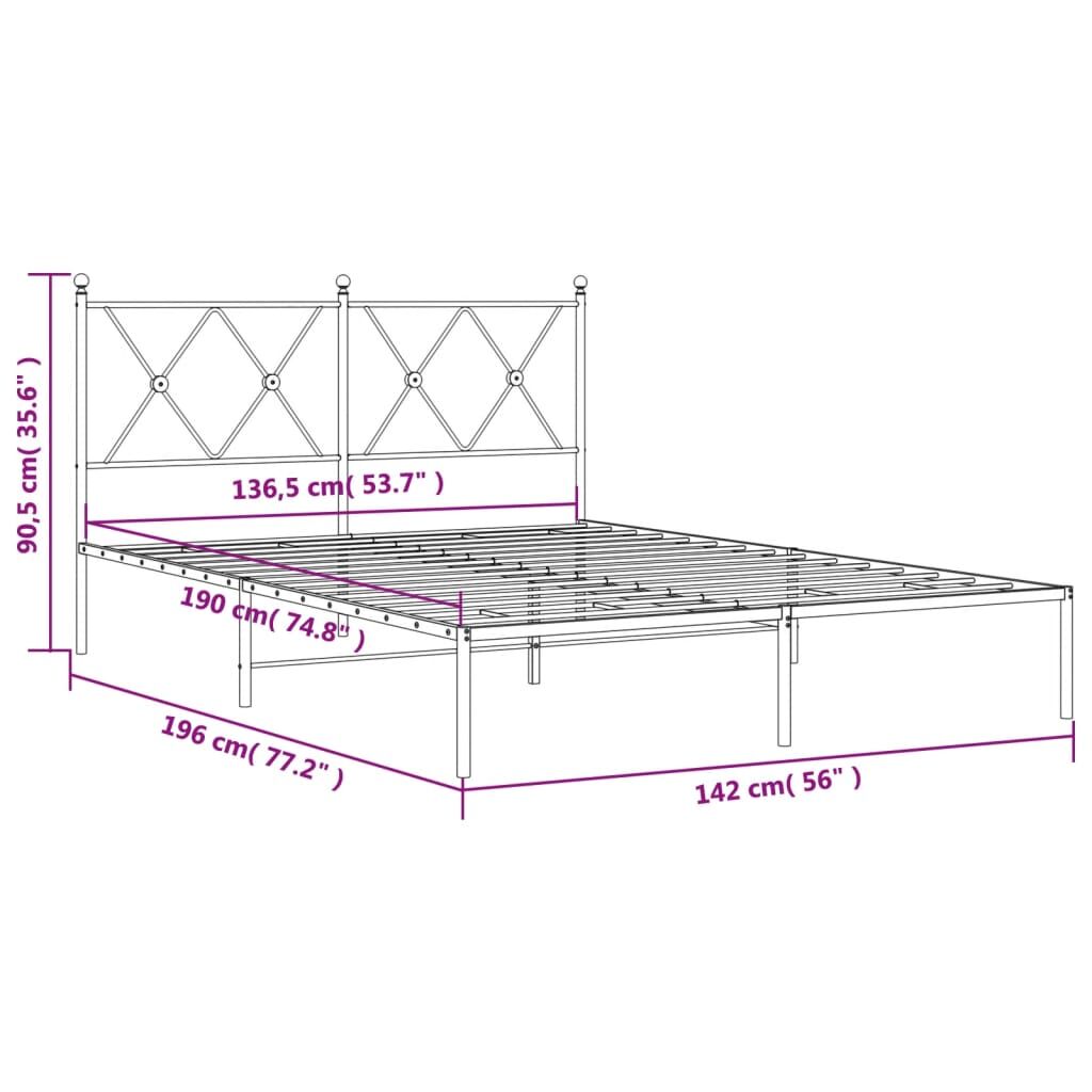 Metal Bed Frame without Mattress with Headboard White 135x190 cm Price