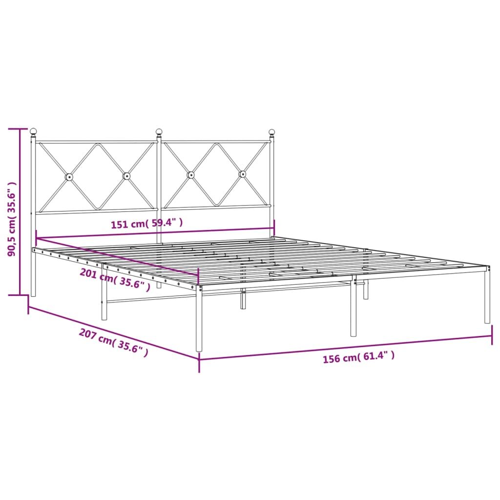 Metal Bed Frame without Mattress with Headboard White 150x200 cm Price