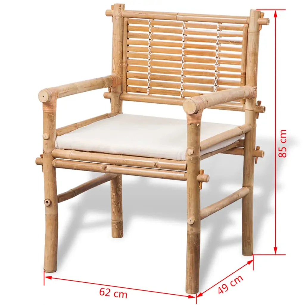 3 Piece Bistro Set with Cushions Bamboo Price