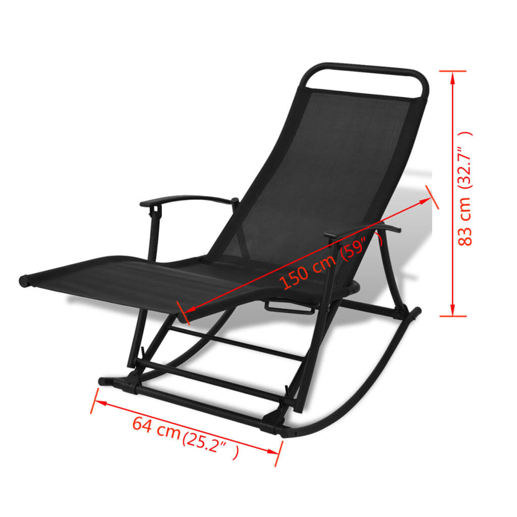 Garden Rocking Chair Steel and Textilene Black Price