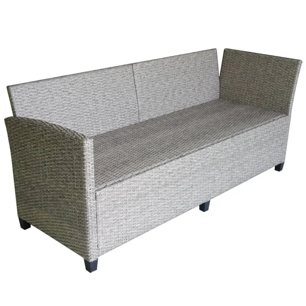 3 Piece Garden Lounge Set with Cushions Poly Rattan Grey Price