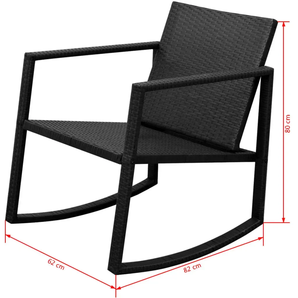 3 Piece Bistro Set Poly Rattan Black Price