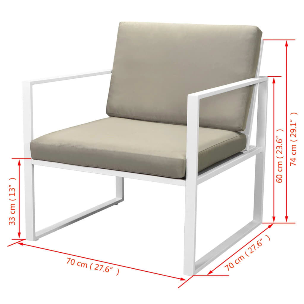 4 Piece Garden Lounge Set with Cushions Steel White Price