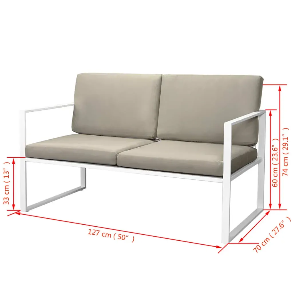 4 Piece Garden Lounge Set with Cushions Steel White Price