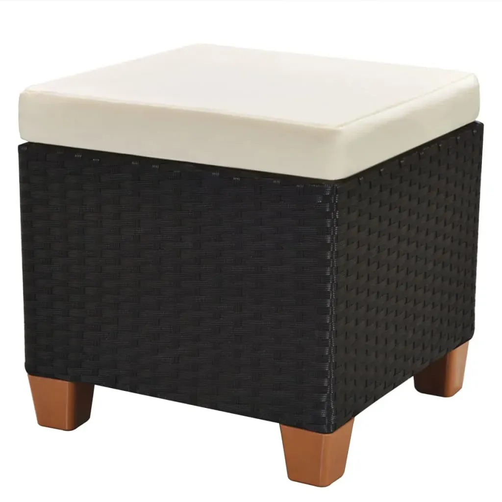 7 Piece Garden Lounge Set with Cushions Poly Rattan Black Price