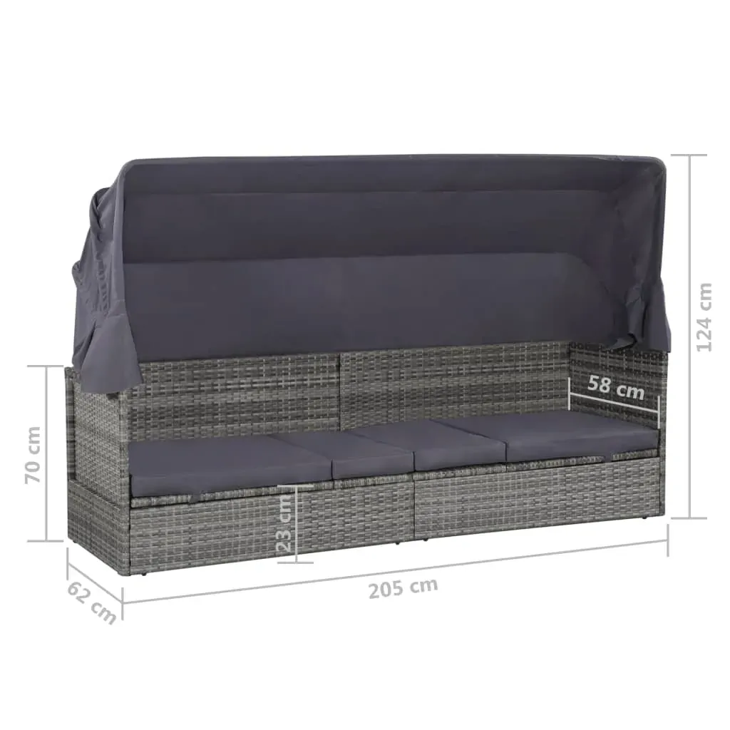 Garden Bed with Canopy Grey 205x62 cm Poly Rattan Price