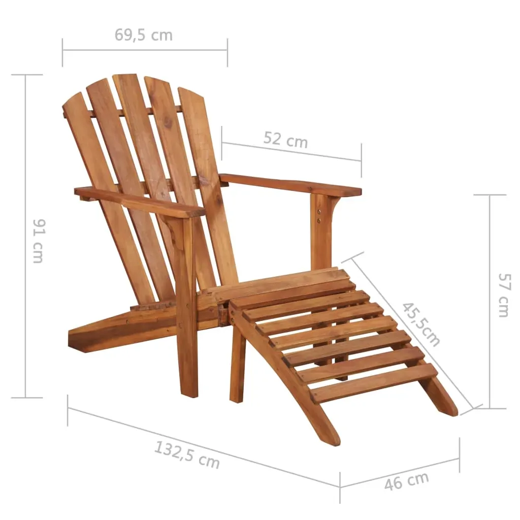 Garden Adirondack Chair with Footrest Solid Acacia Wood Price