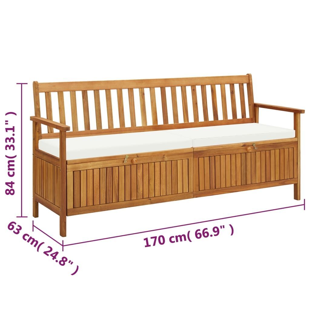 Storage Bench with Cushion 170 cm Solid Acacia Wood Price