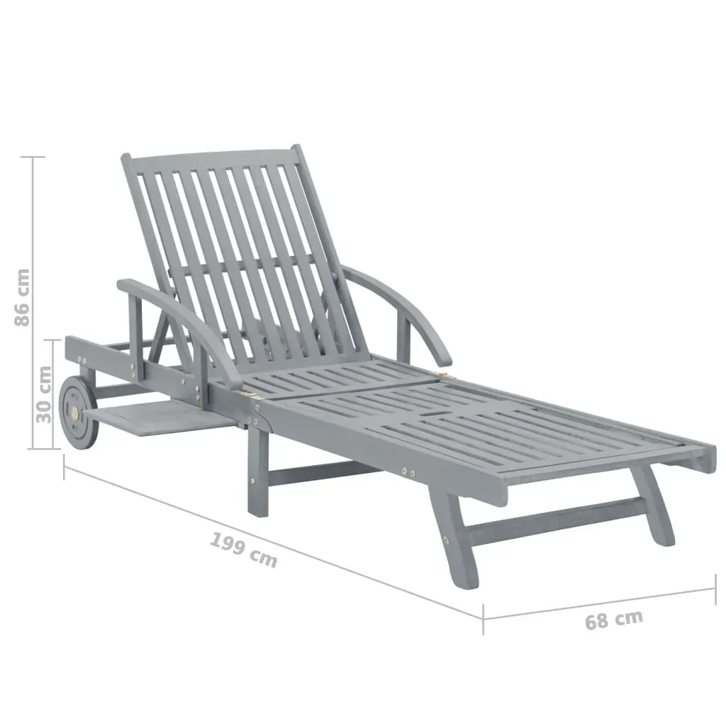 Garden Sun Lounger Grey Solid Acacia Wood Price