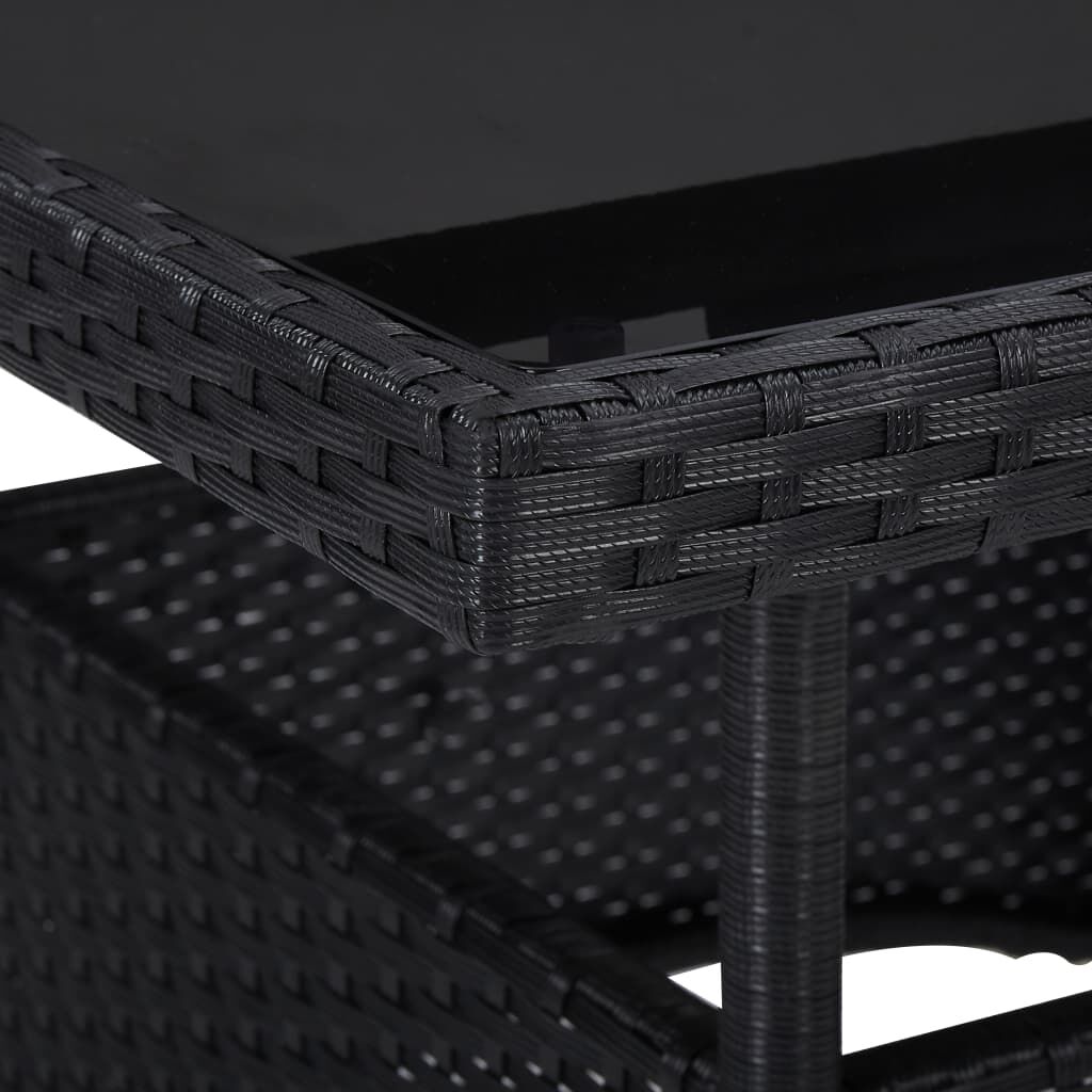 5 Piece Outdoor Dining Set Black Poly Rattan and Glass Price