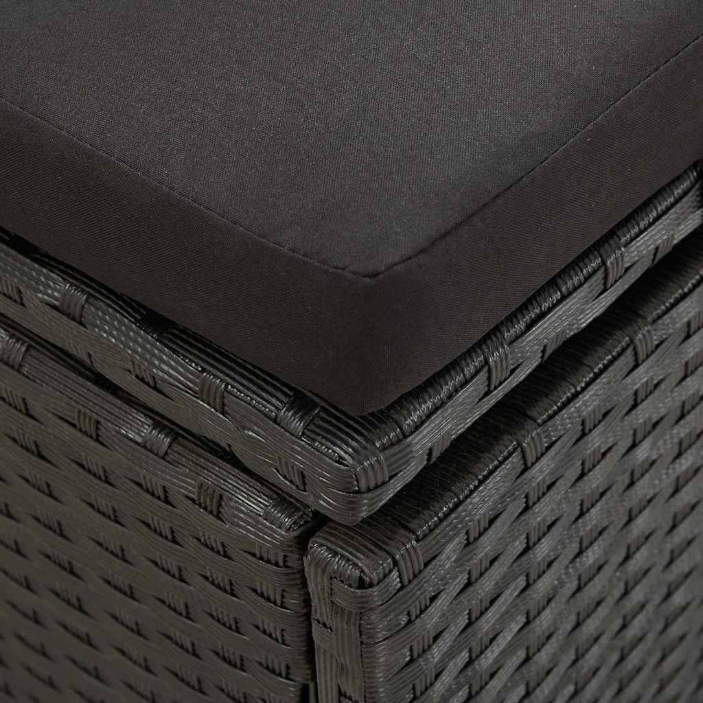 Sun Bed with Cushions Poly Rattan Black Price