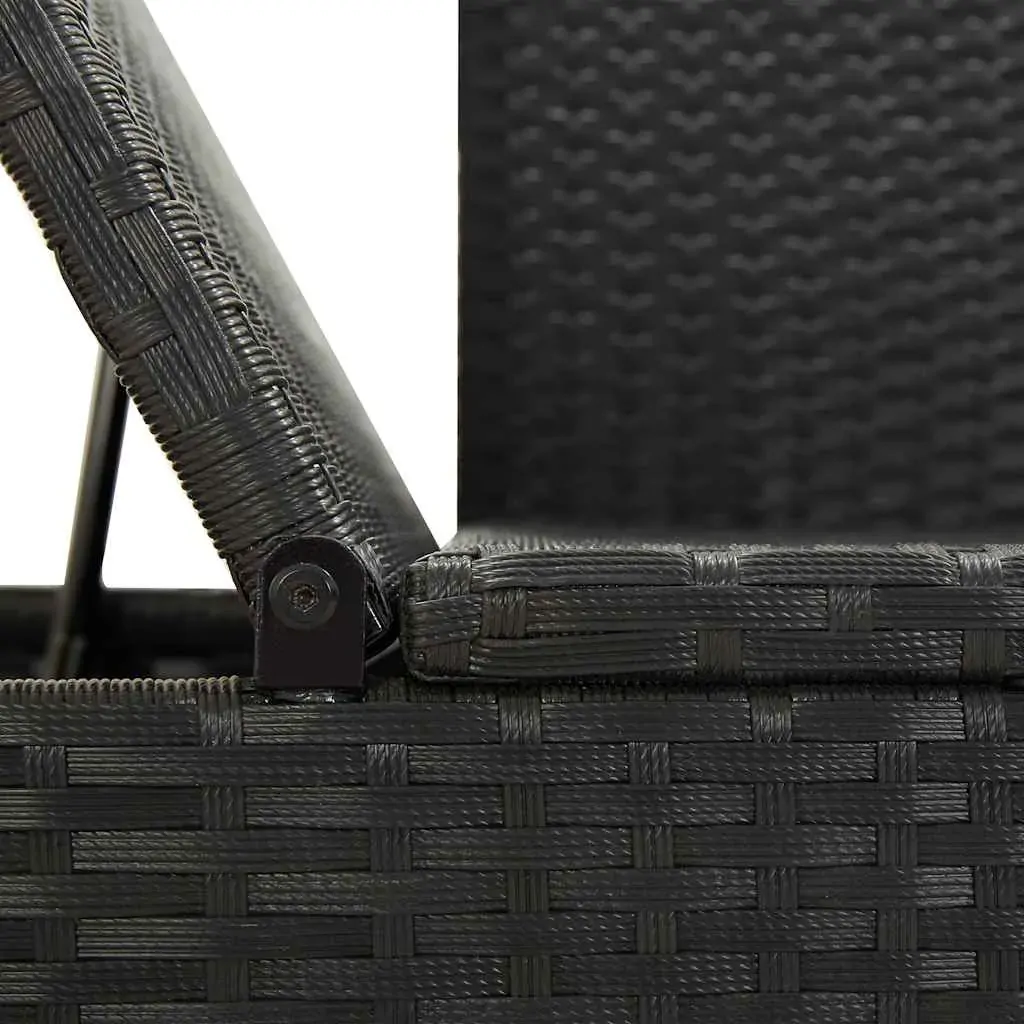 Sun Bed with Cushions Poly Rattan Black Price