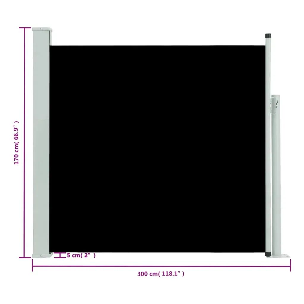 Patio Retractable Side Awning 170x300 cm Black Price