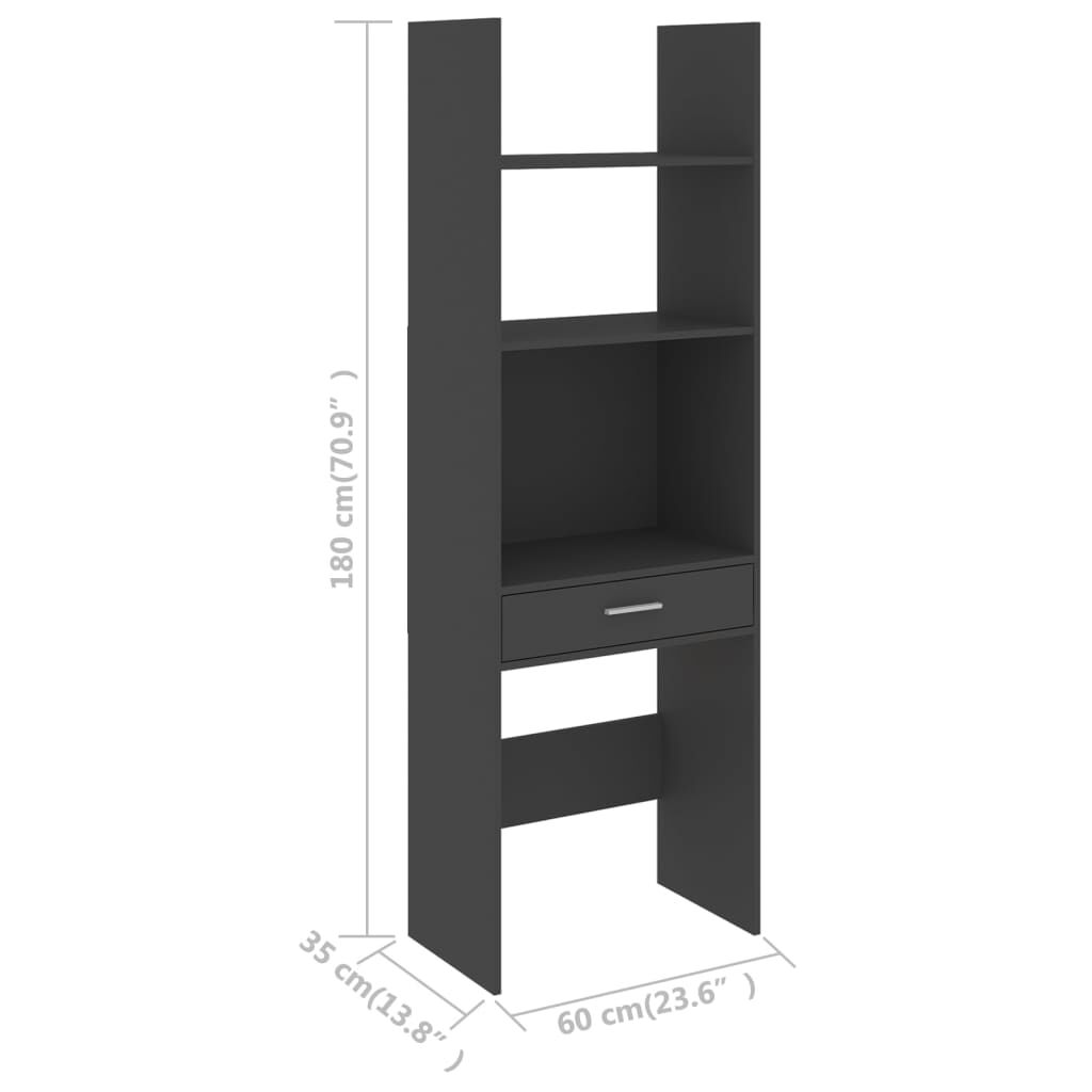 Book Cabinet Grey 60x35x180 cm Engineered Wood Price