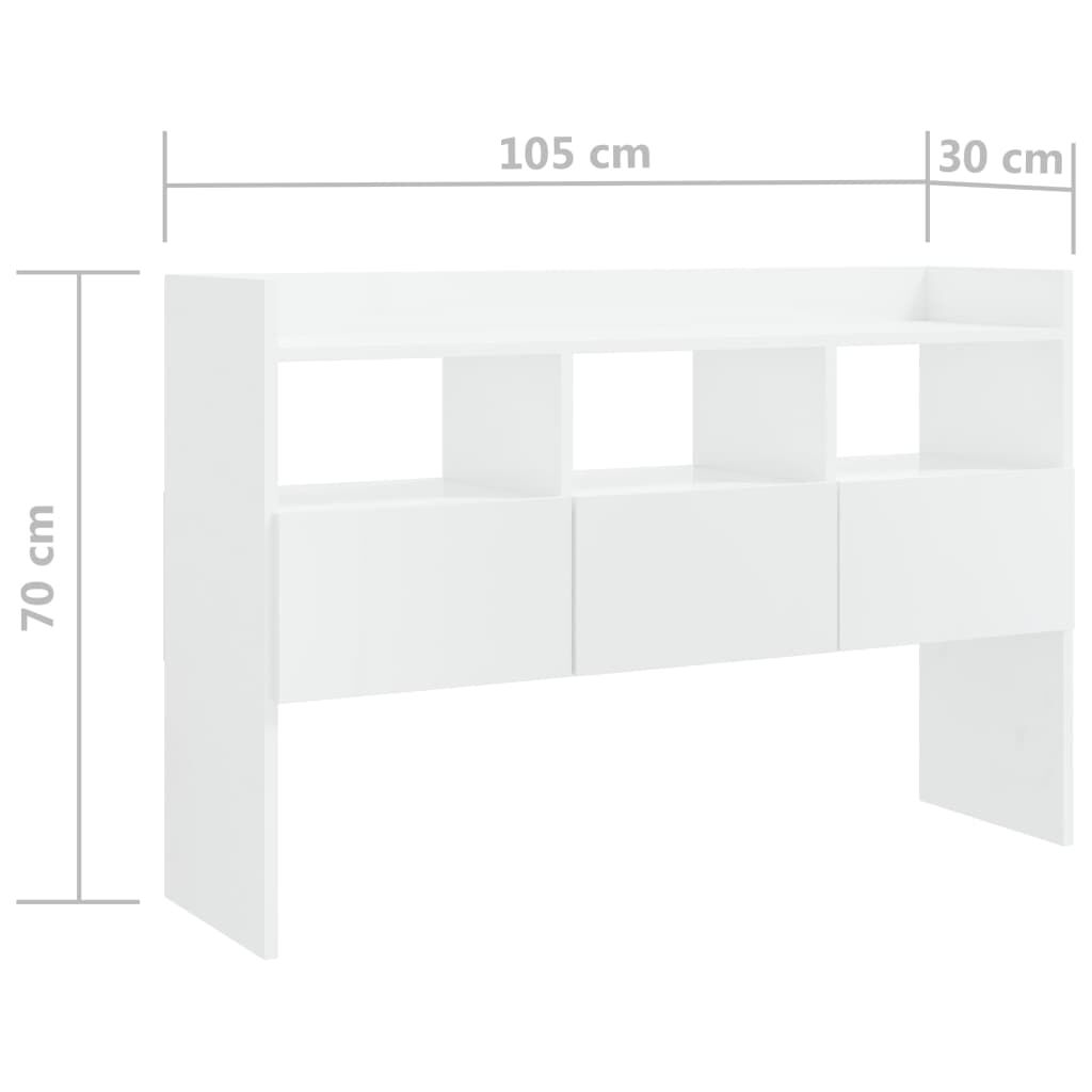 Sideboard High Gloss White 105x30x70 cm Engineered Wood Price