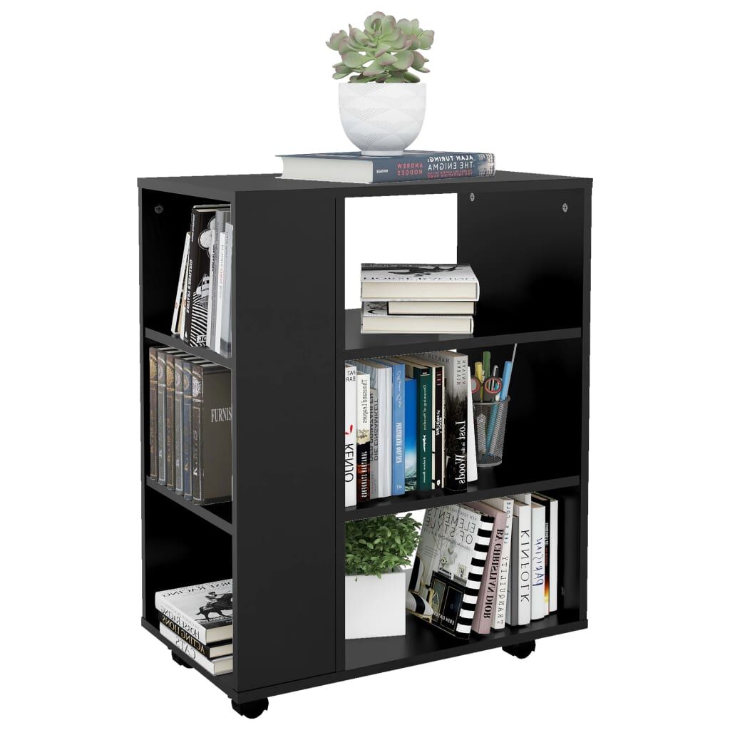 Rolling Cabinet Black 60x35x75 cm Engineered Wood Price