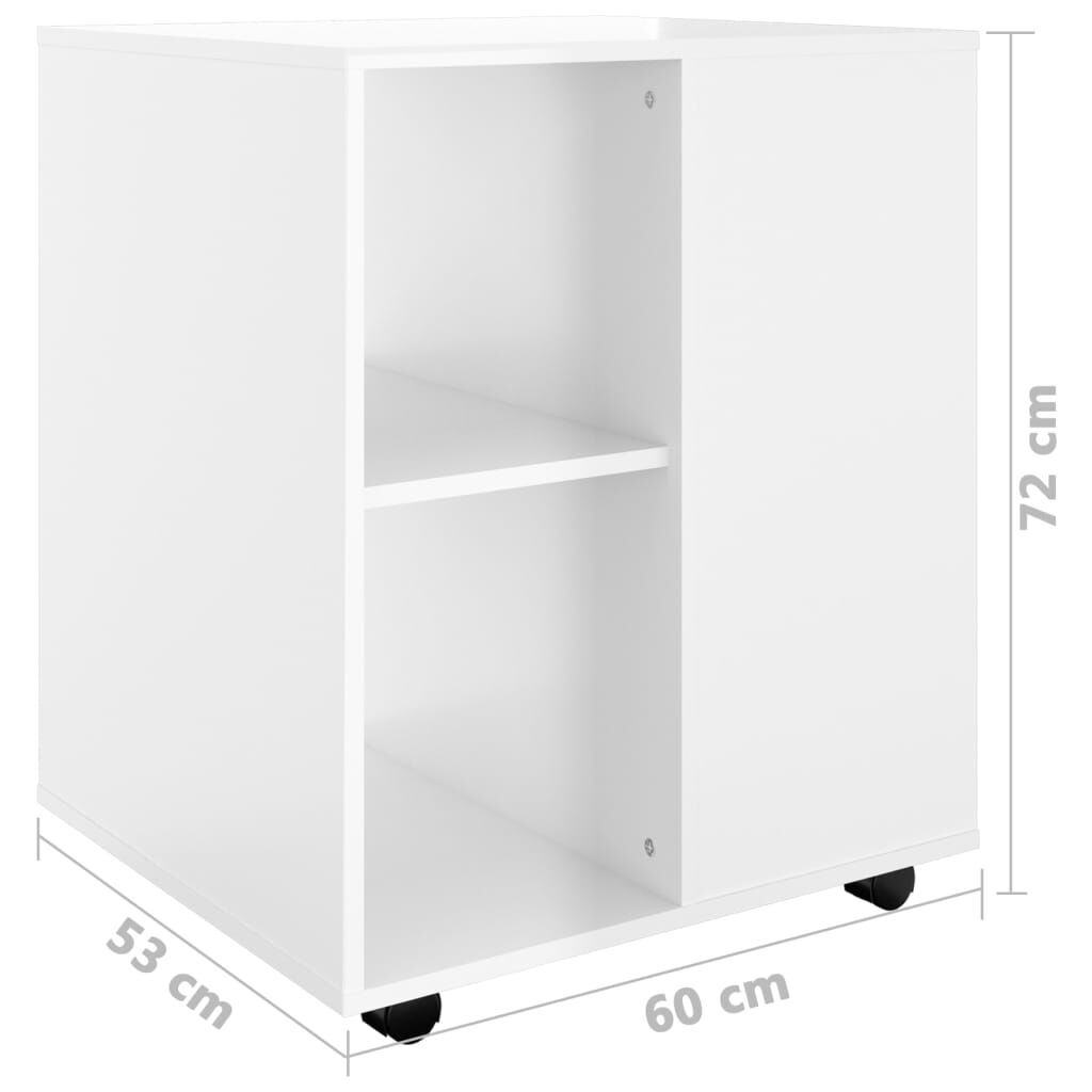 Rolling Cabinet High Gloss White 60x53x72 cm Engineered Wood Price