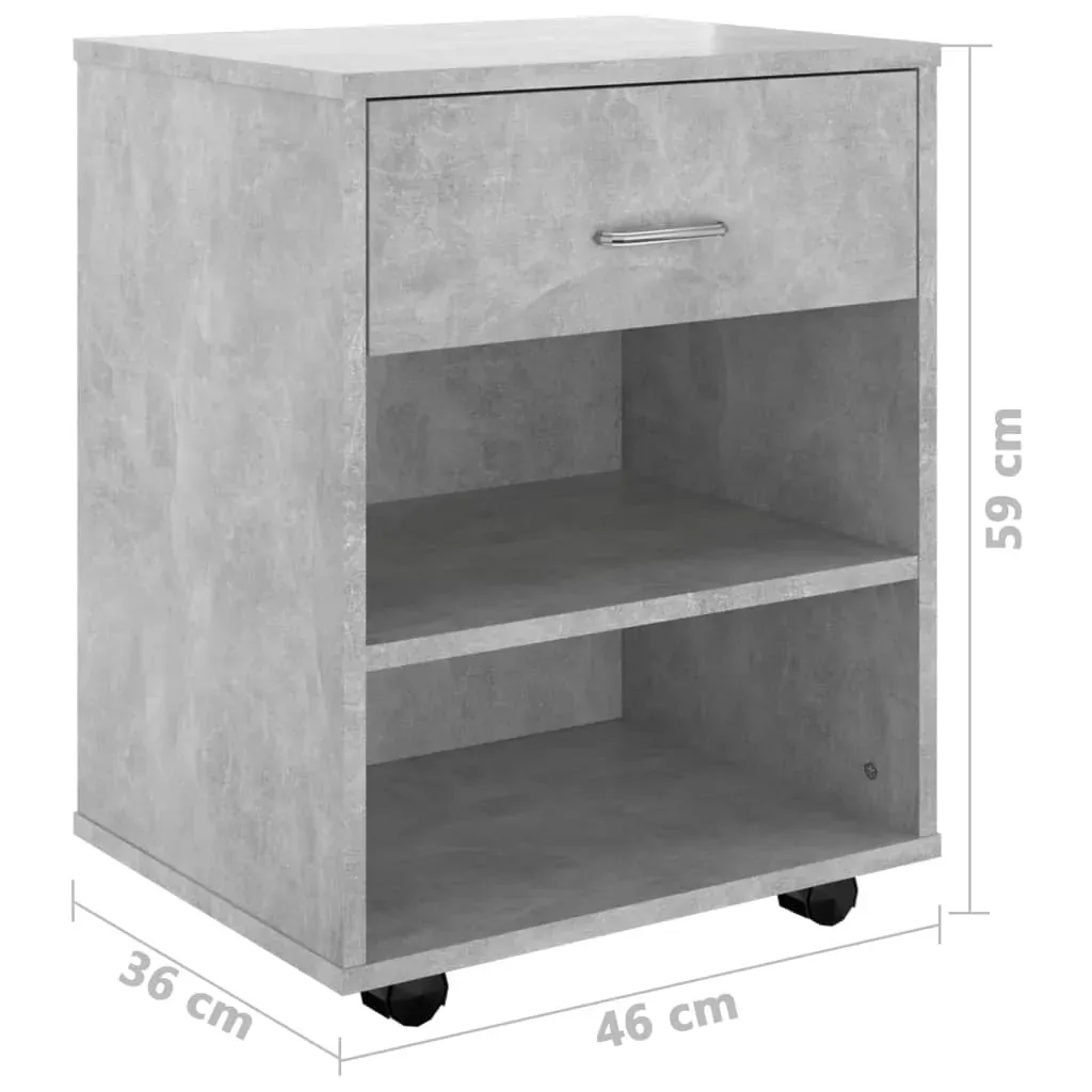 Rolling Cabinet Concrete Grey 46x36x59 cm Engineered Wood Price