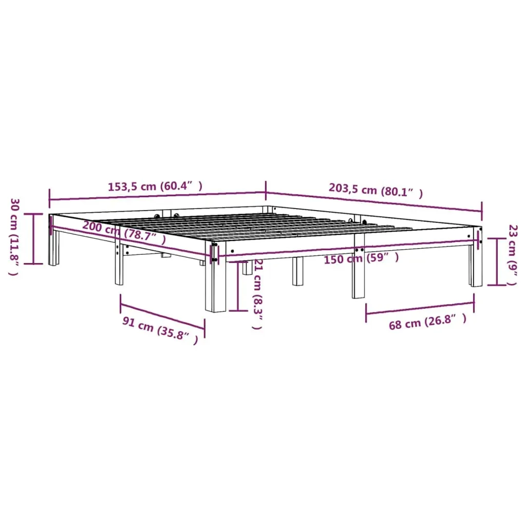 Bed Frame without Mattress Solid Wood 150x200 cm Price