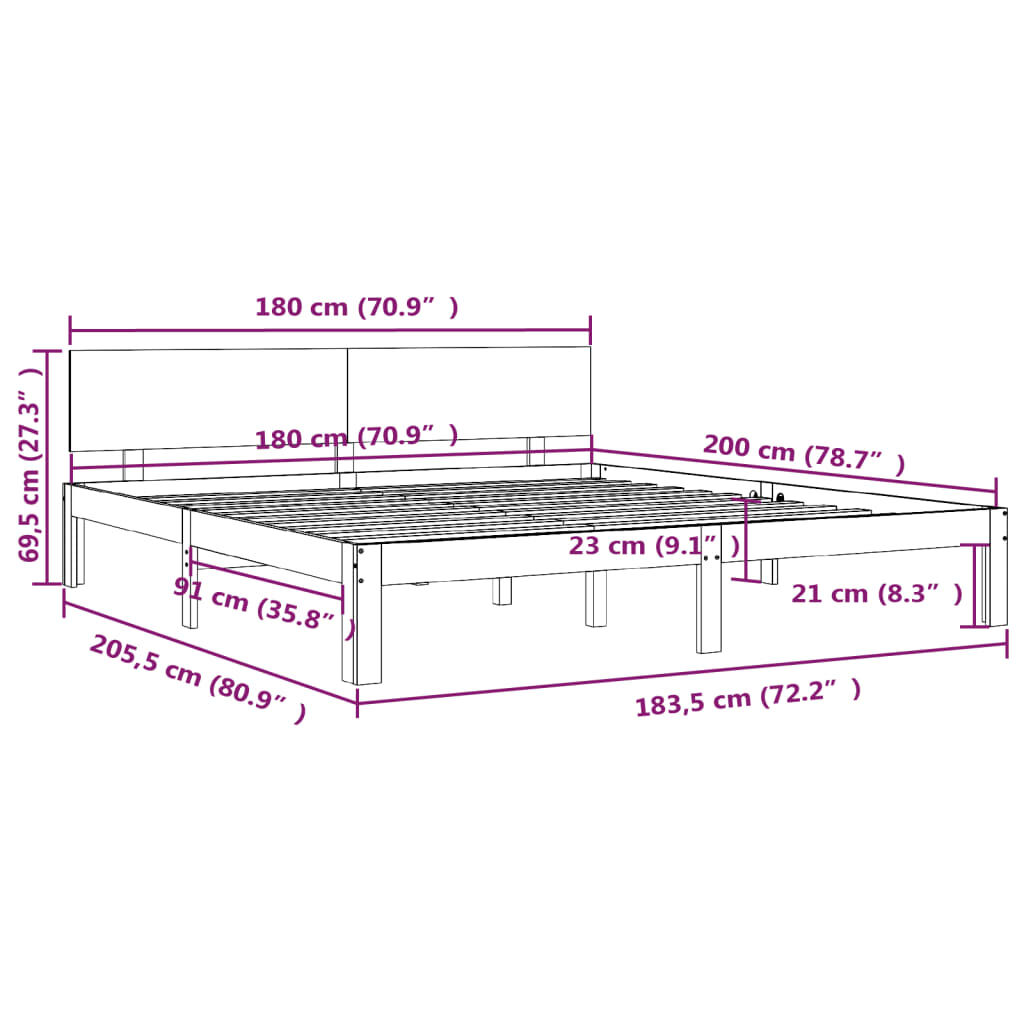 Bed Frame without Mattress 183x203 cm King Price