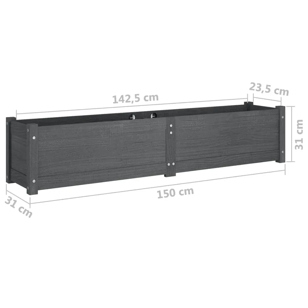 Garden Raised Bed Grey 150x31x31 cm Solid Pinewood Price