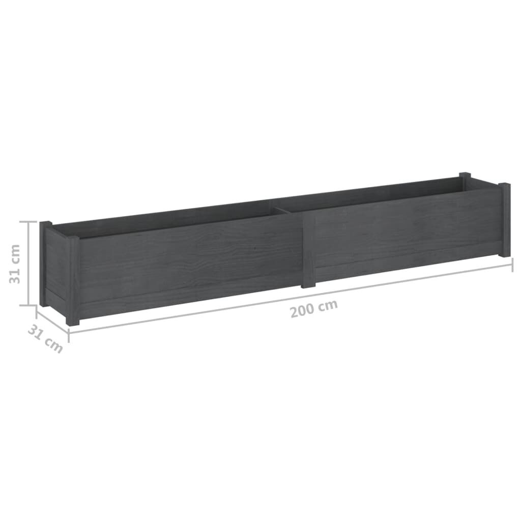 Garden Planter Grey 200x31x31 cm Solid Pinewood Price