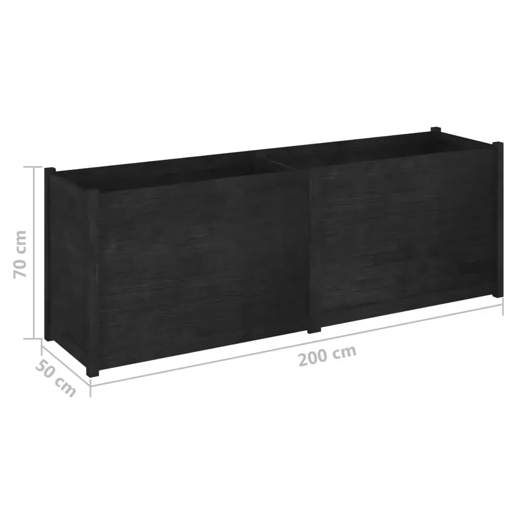 Garden Planter Black 200x50x70 cm Solid Pinewood Price