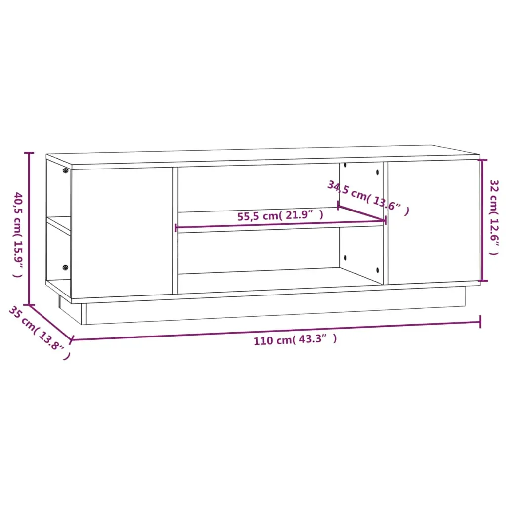 TV Cabinet 110x35x40.5 cm Solid Wood Pine Price