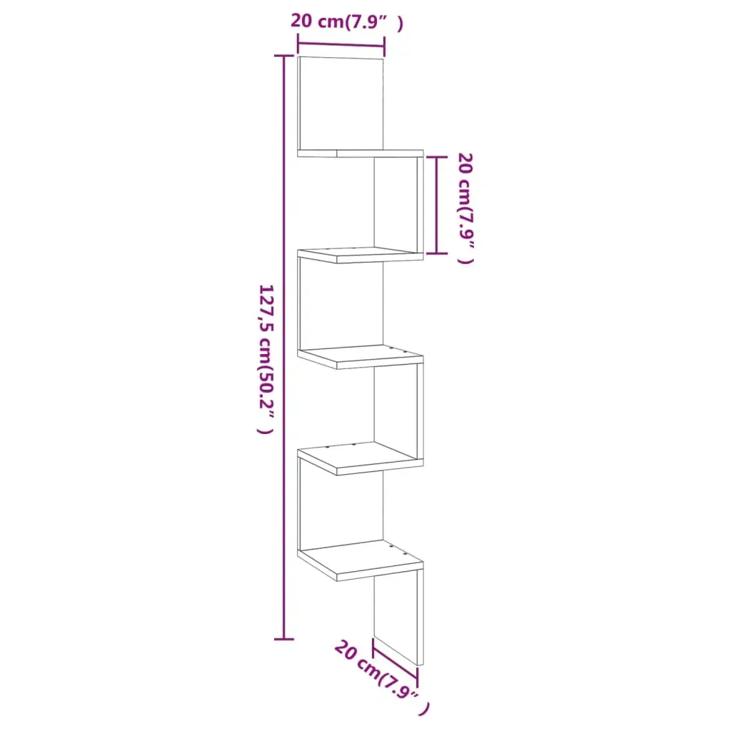 Wall Corner Shelf Smoked Oak 20x20x127.5 cm Engineered Wood Price