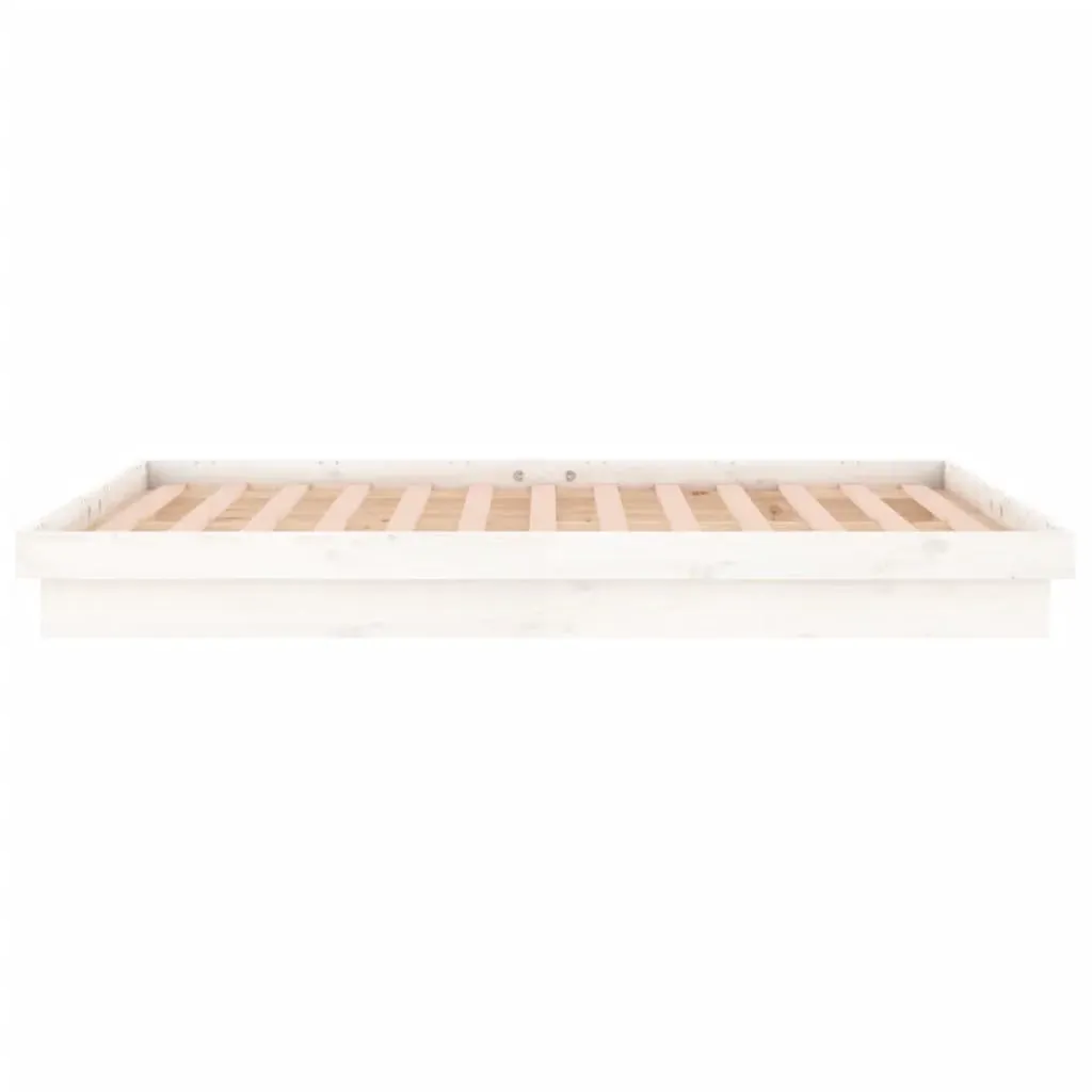 LED Bed Frame without Mattress White 135x190 cm Solid Wood Price