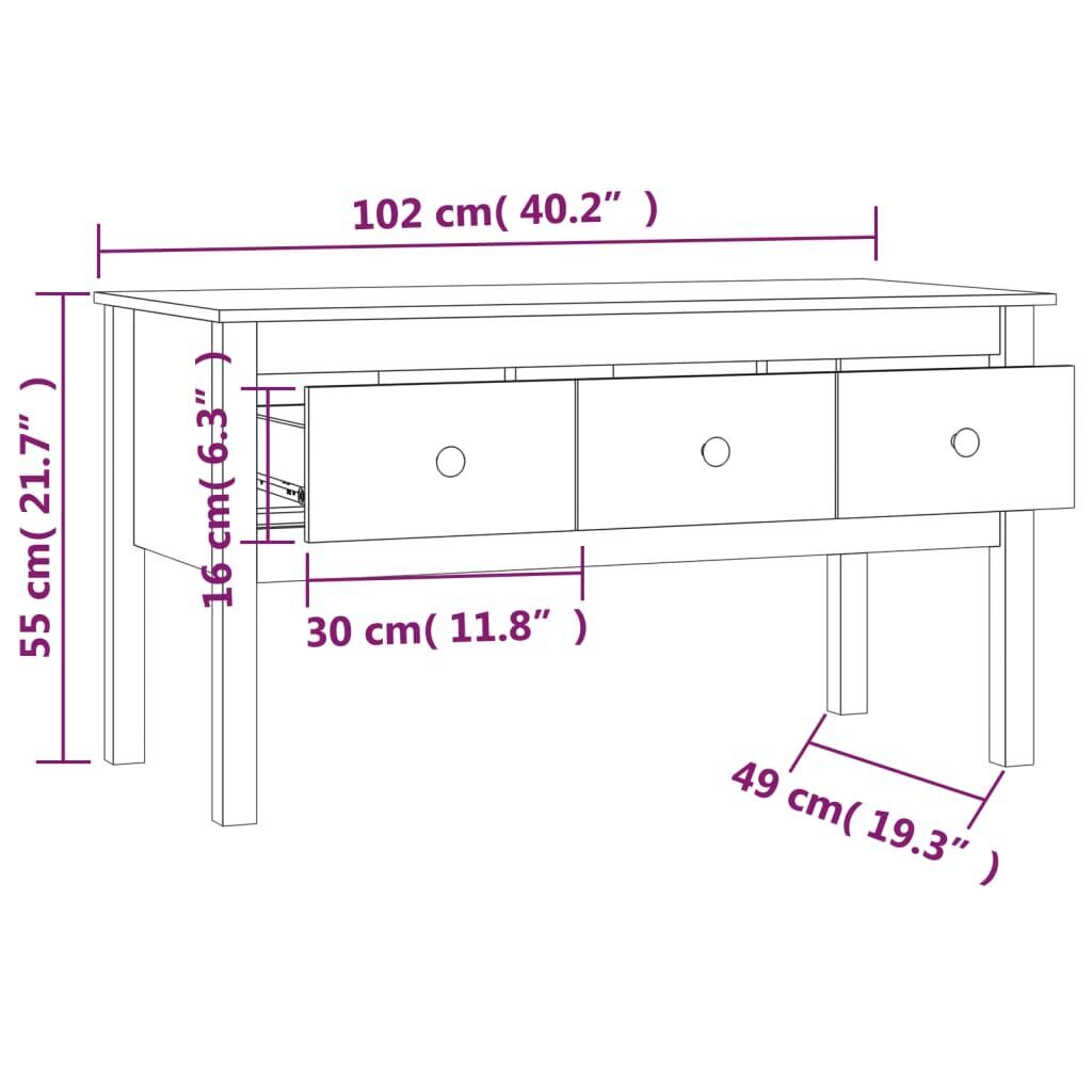 Coffee Table 102x49x55 cm Solid Wood Pine Price