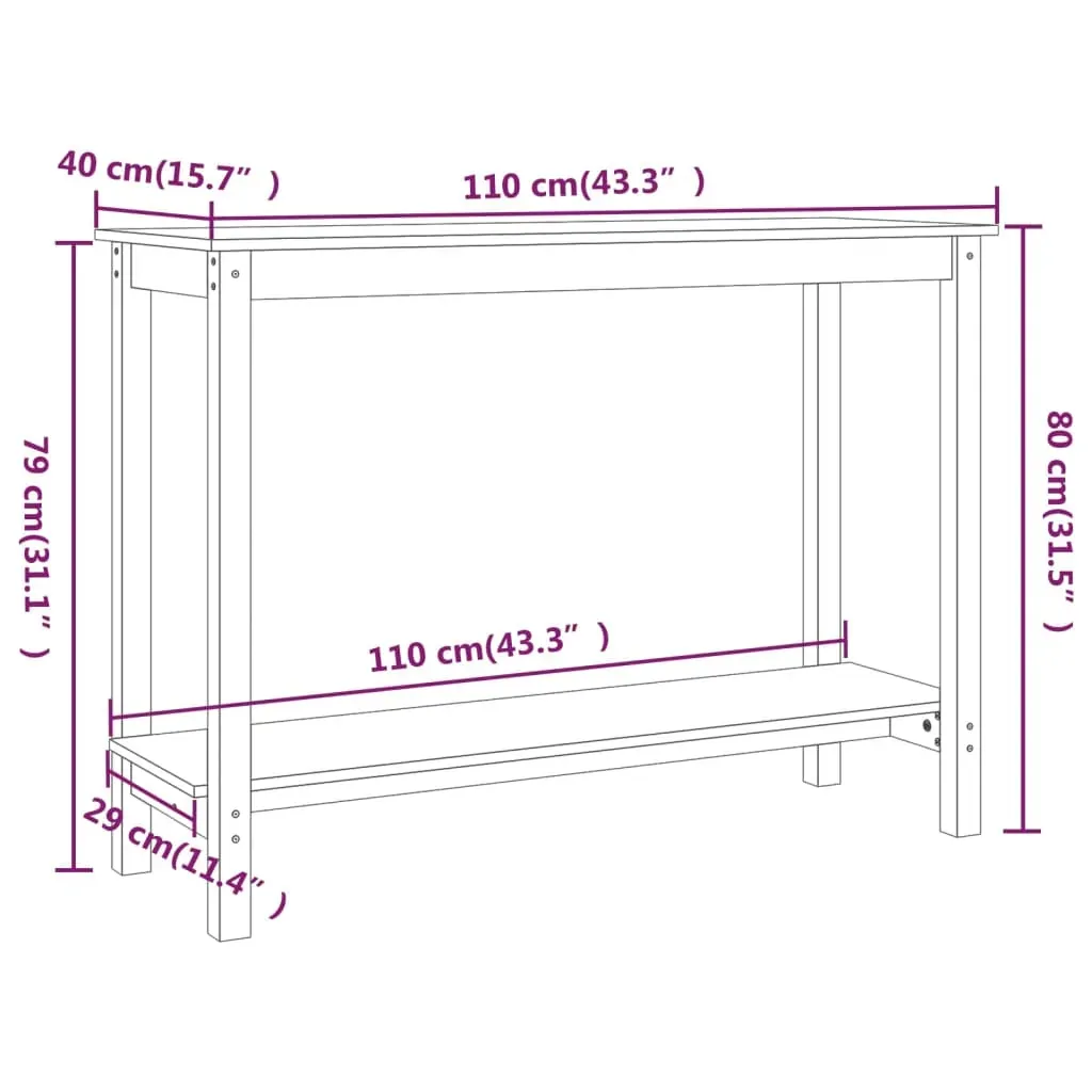 Console Table 110x40x80 cm Solid Wood Pine Price
