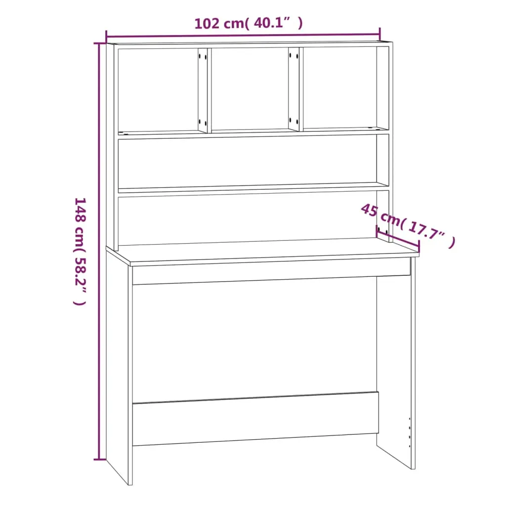 Desk with Shelves White 102x45x148 cm Engineered Wood Price