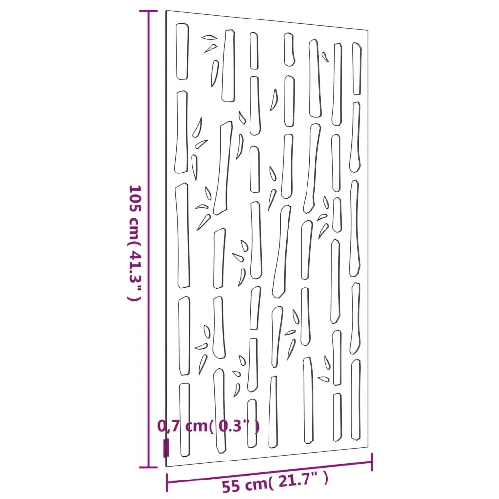 Garden Wall Decoration 105x55 cm Corten Steel Bamboo Design Price