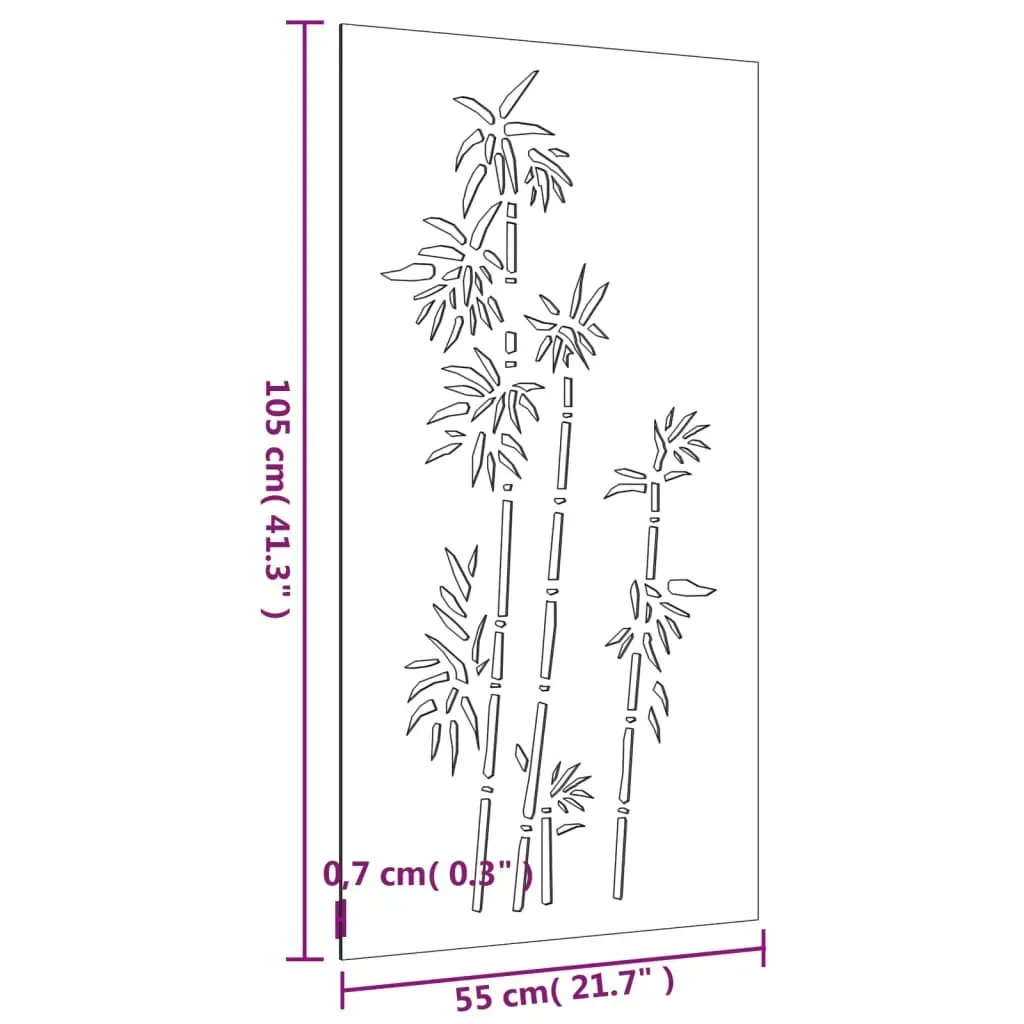 Garden Wall Decoration 105x55 cm Corten Steel Bamboo Design Price