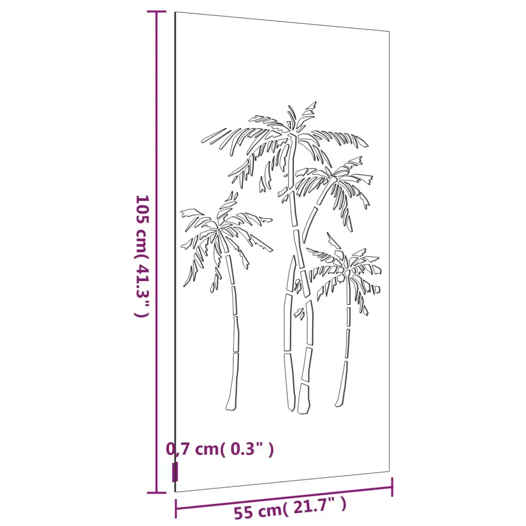 Garden Wall Decoration 105x55 cm Corten Steel Palm Tree Design Price