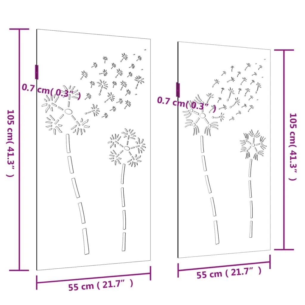 Garden Wall Decorations 2pcs 105x55cm Corten Steel Flower Design Price