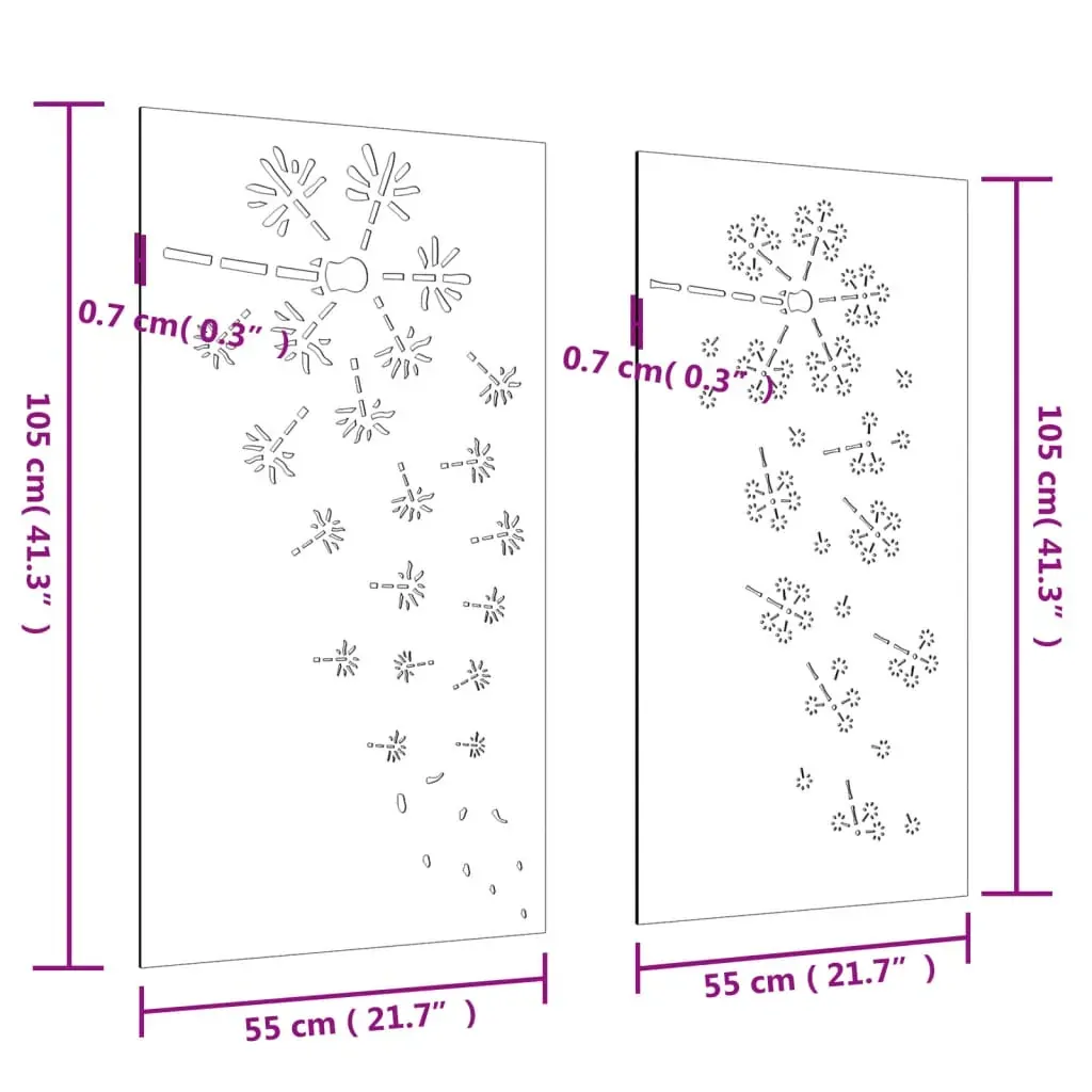 Garden Wall Decorations 2pcs 105x55cm Corten Steel Flower Design Price
