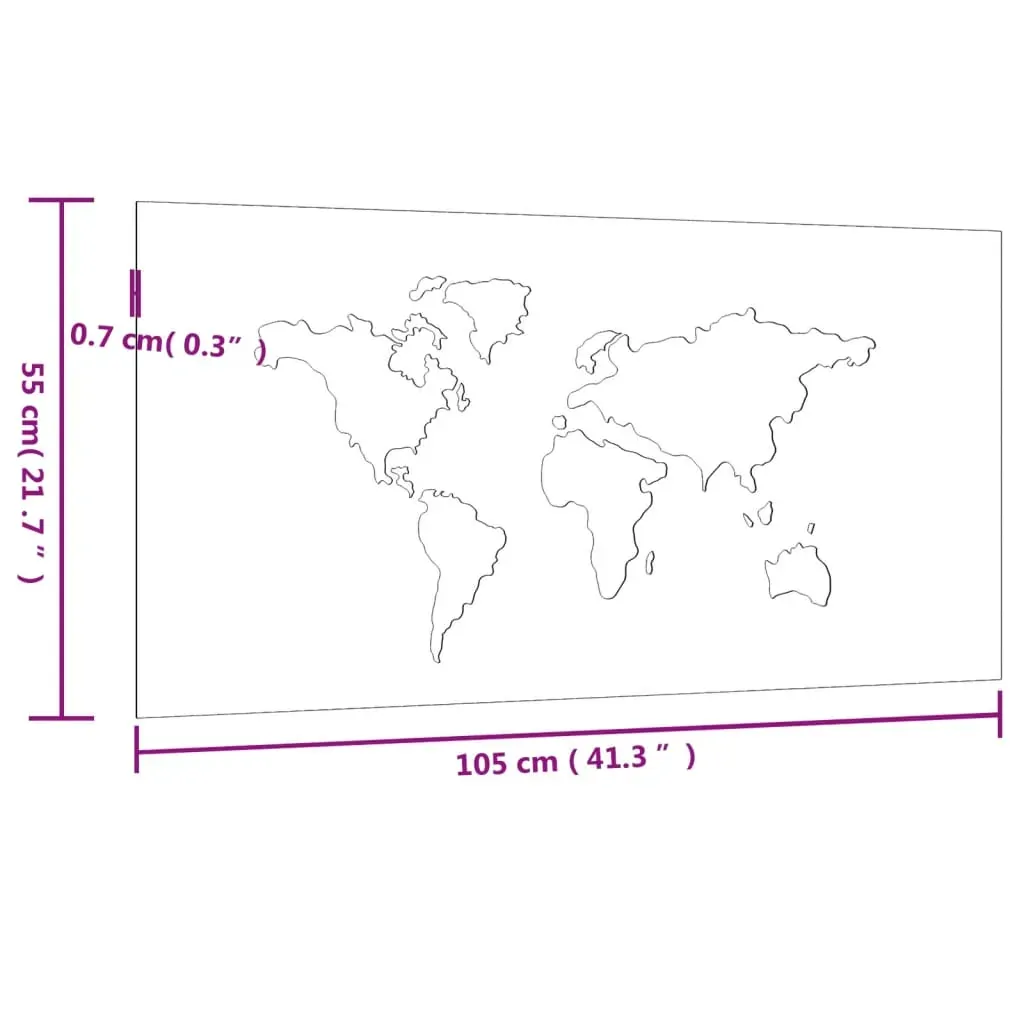 Garden Wall Decoration 105x55 cm Corten Steel World Map Design Price