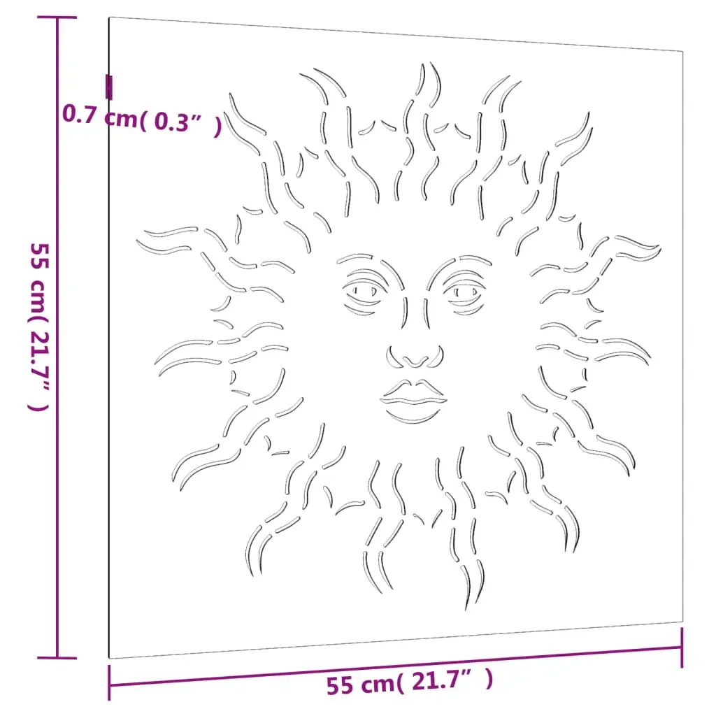 Garden Wall Decoration 55x55 cm Corten Steel Sun Design Price